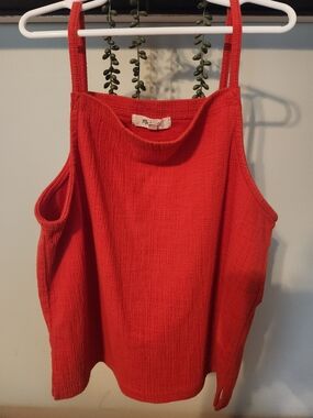 Madewell Bright Red Textured Square-Neck Tank, Women's, Small